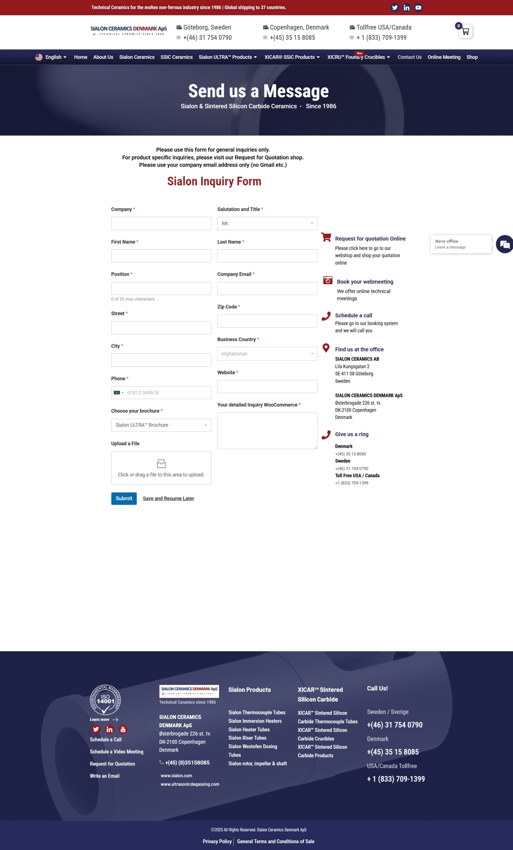 Contact Page sialon.com Betra Web - Betra Web