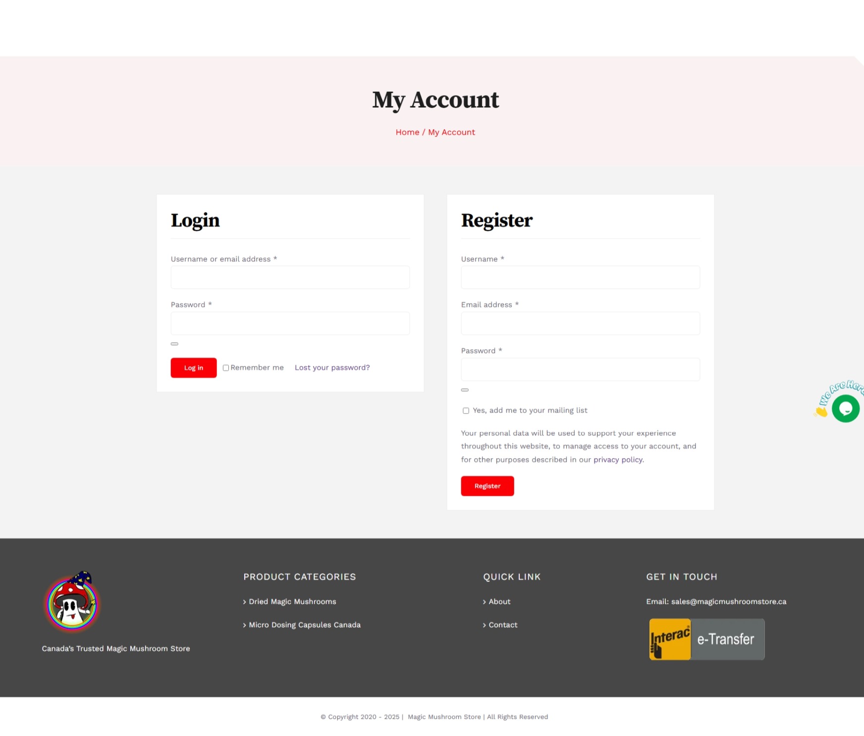 Login page magicmushroomstore.ca Betra Web - Betra Web