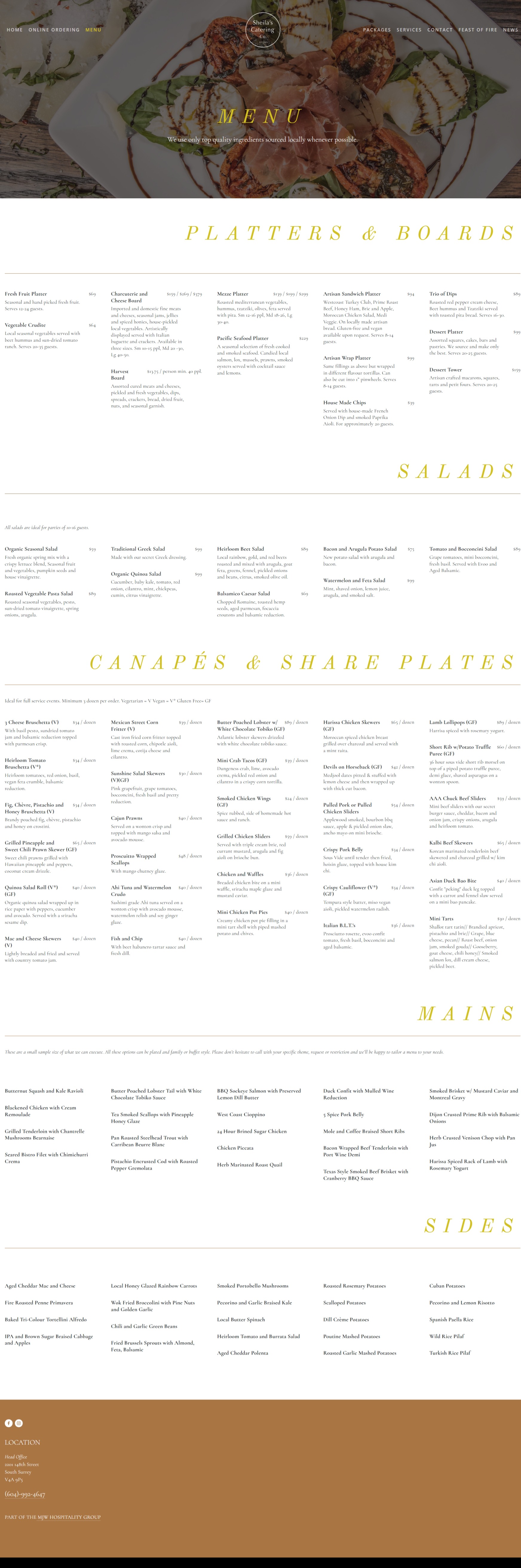 Menu sheilascatering.com Betra Web - Betra Web