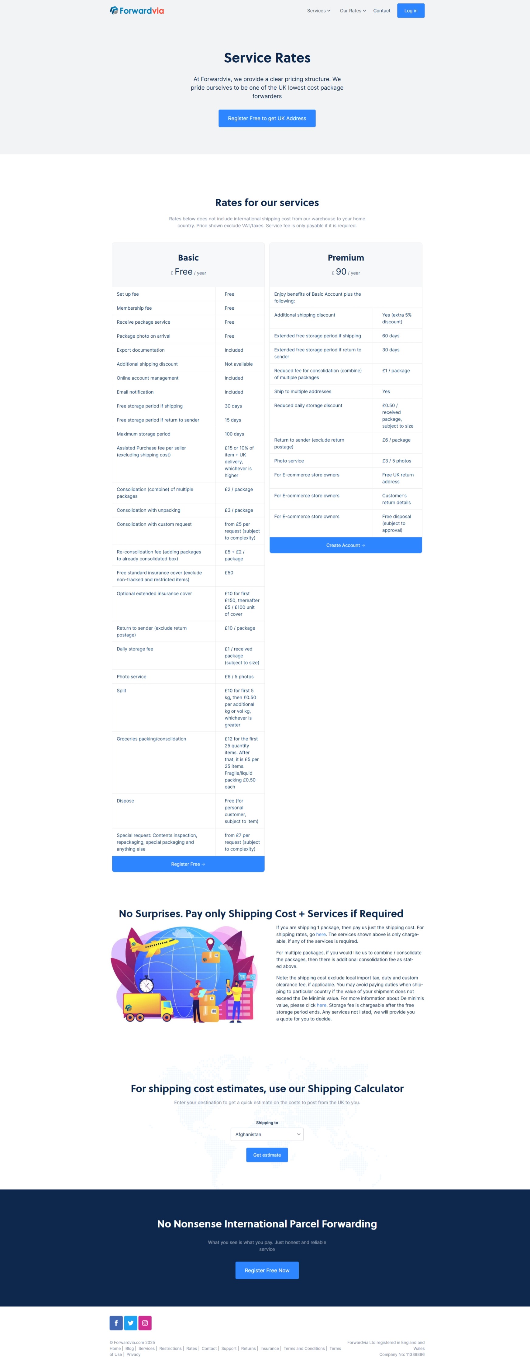Service Rates forwardvia.com Betra Web - Betra Web