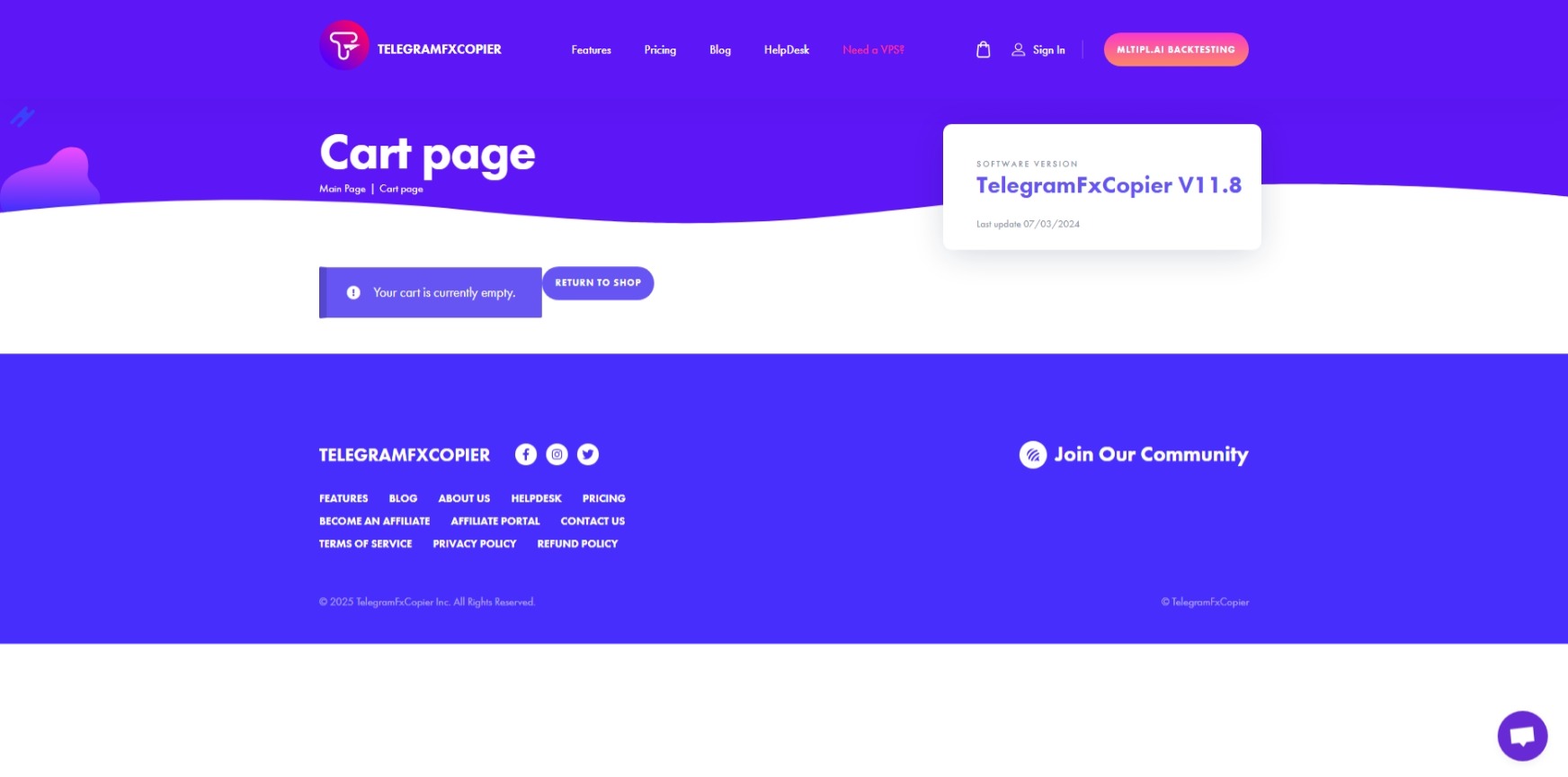 Add to Cart telegramfxcopier.io Betra Web 7 - Betra Web