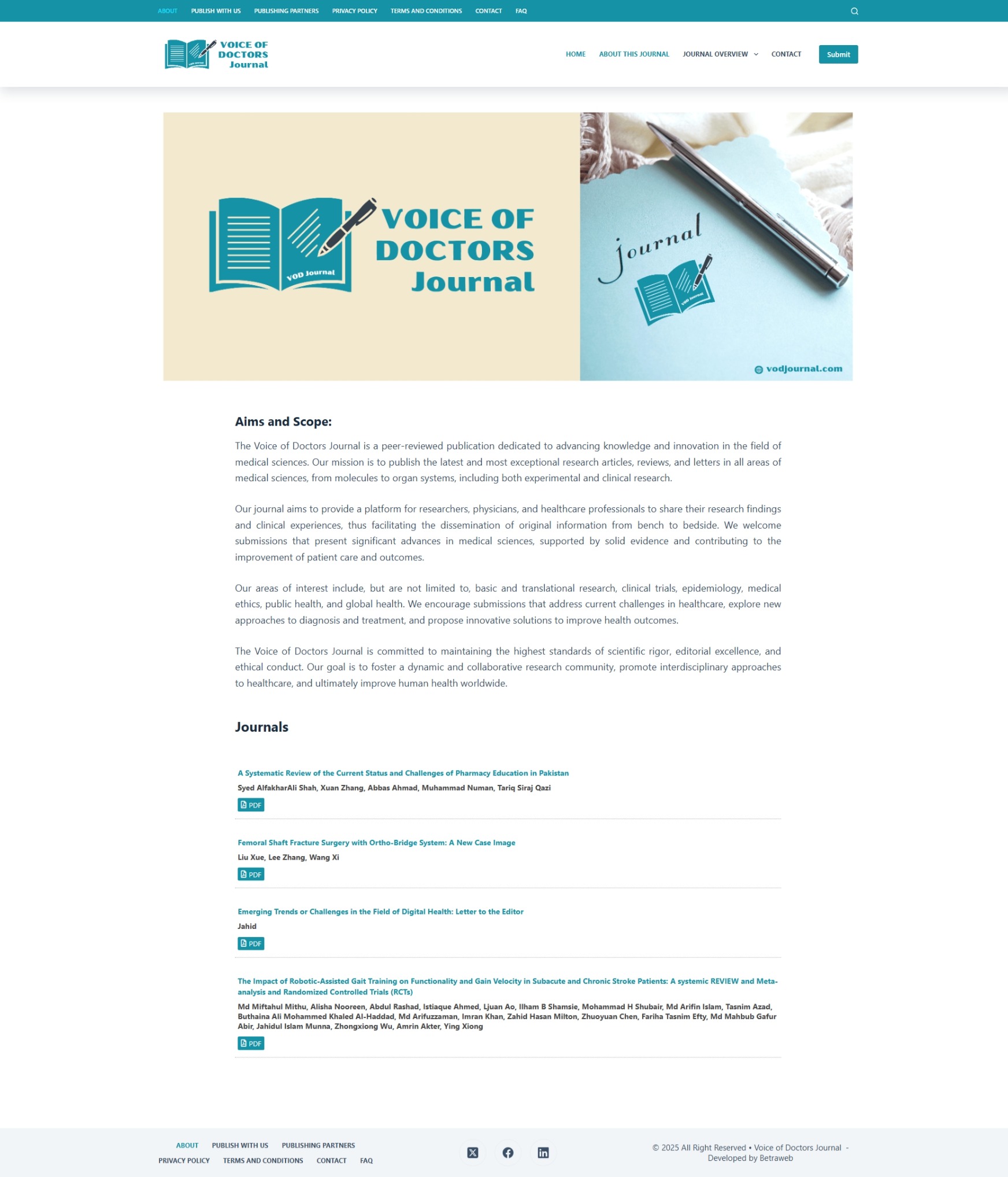 Homepage vodjournal.com Betra Web - Betra Web