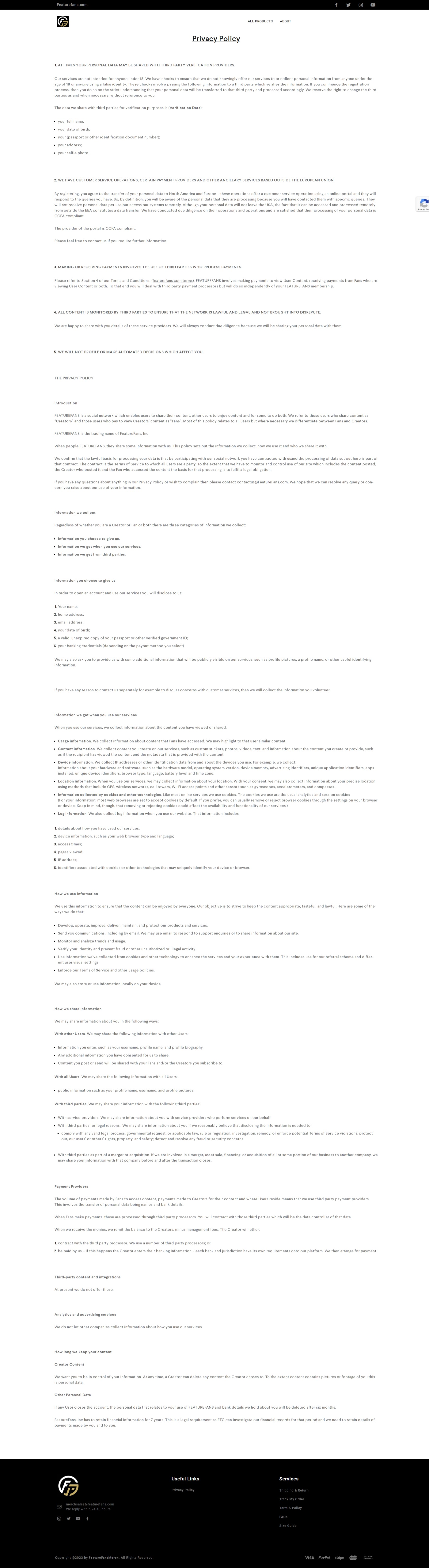 Privacy Policy featurefansmerch.com Betra Web 4 - Betra Web